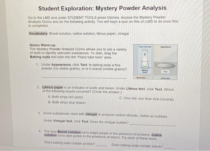 Mystery powder analysis gizmo answers