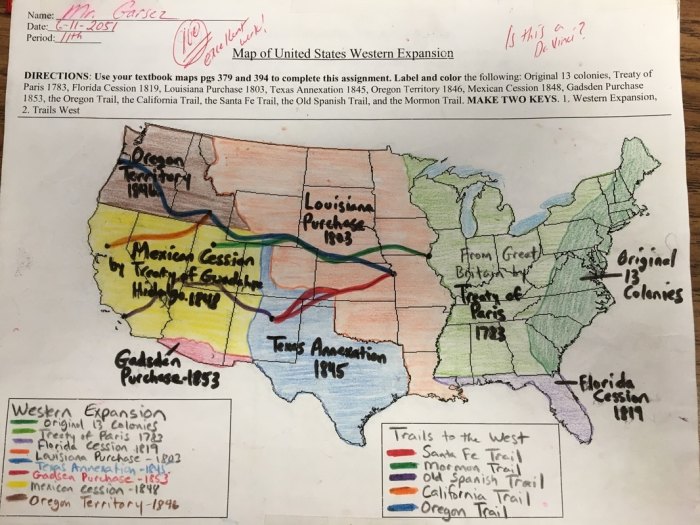 Westward expansion map activity answer key