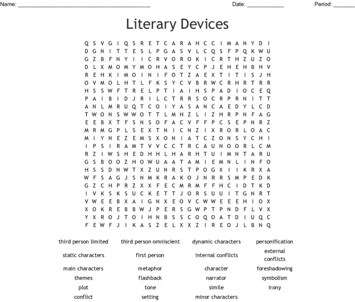 Literary terms word search puzzle answers